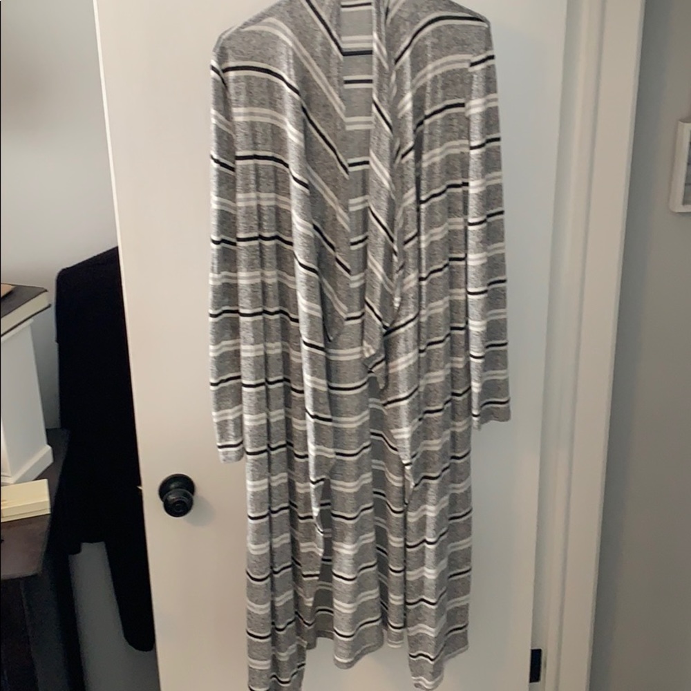 Striped duster cardigan
